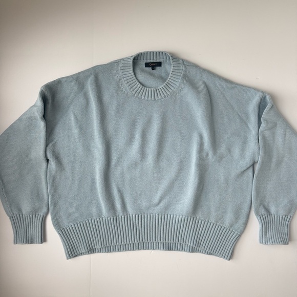 Quince 100% Organic Cotton Crew Sweater Light Sky Blue Slouchy Small - Picture 4 of 5